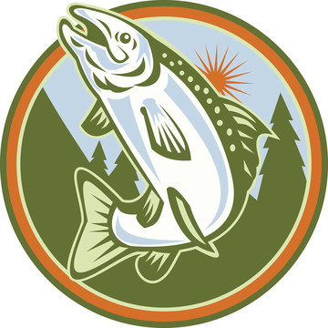 斑點斑點鱒魚魚跳