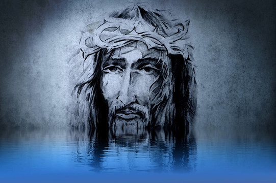 Jesus Christ；在水上畫藍(lán)色的倒影