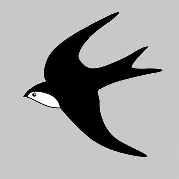 灰色背景下的燕子剪影插图