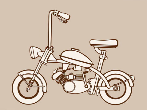 助力車的輪廓在棕色背景；圖