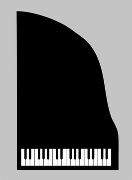 灰色背景鋼琴剪影；插畫(huà)