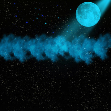 月光星光燦爛的夜晚
