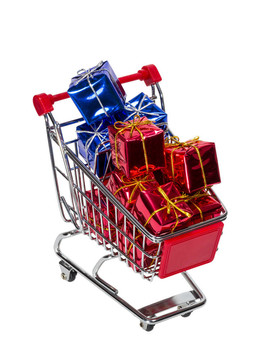帶禮品盒的購(gòu)物車(chē)