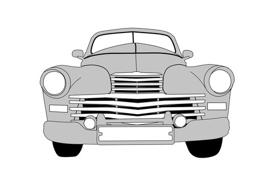 復(fù)古汽車(chē)白色背景；