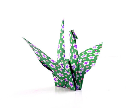 起重機(jī)紙鶴折疊帶有花卉圖案的紙