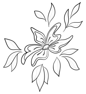 抽象花；輪廓