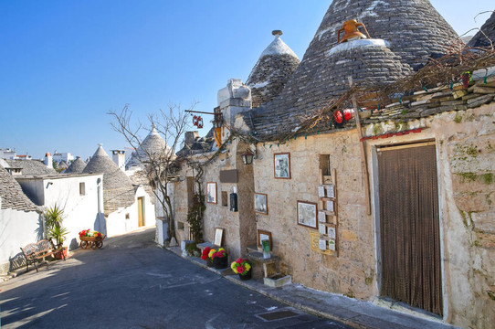Alberobello s Trulli。普利亞。意大利.