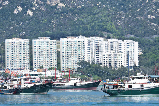 香港漁船和公寓樓