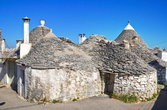 Alberobello s Trulli。普利亞。意大利.