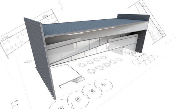 現(xiàn)代建筑施工概念的3D例證