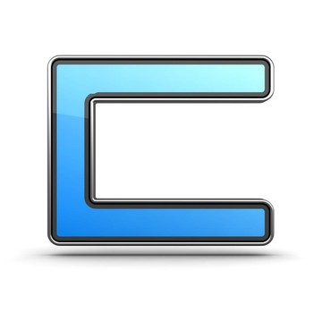 金屬邊框現(xiàn)代設(shè)計(jì)中的字母C藍(lán)色圖標(biāo)