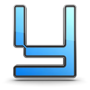 金屬邊框現(xiàn)代設(shè)計(jì)中的字母Y藍(lán)色圖標(biāo)