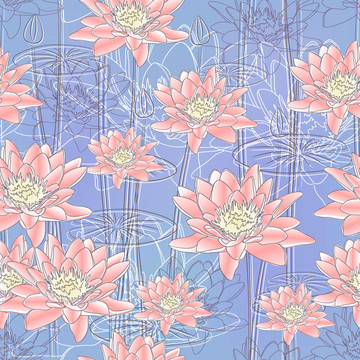 睡蓮花。無縫背景