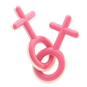 兩個(gè)聯(lián)系的女性粉紅色的跡象孤立