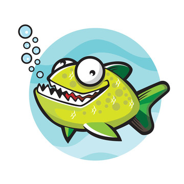 卡通綠色食人魚
