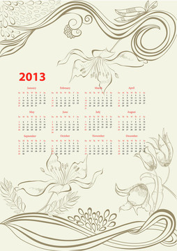 浪漫背景日歷2013