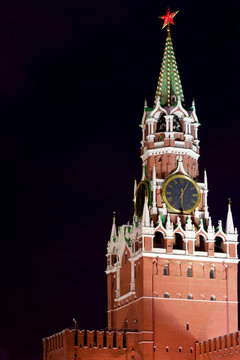 Kremlin夜晚Spasskaya塔