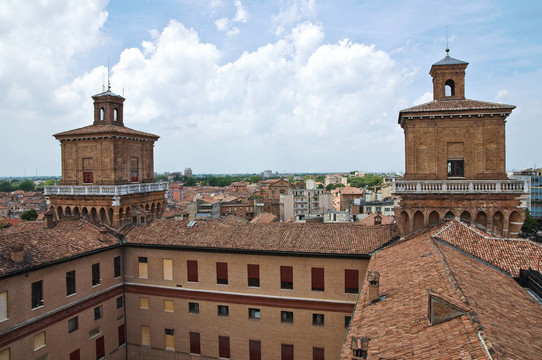 Ferrara的全景。Emilia Romagna。意大利.