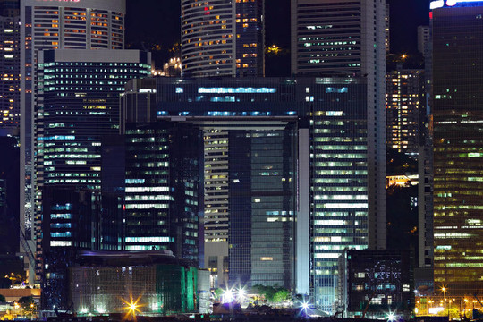 香港夜間商業(yè)建筑細(xì)節(jié)