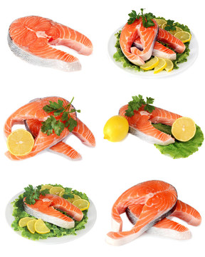 用檸檬和歐芹紅色魚牛排