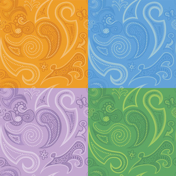 無縫Paisley Doodles Set