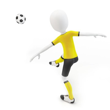 三維男子足球運動員與球