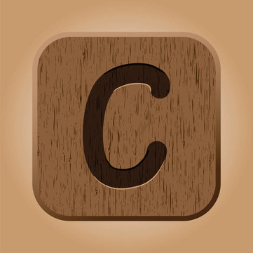 手繪木制字母c.