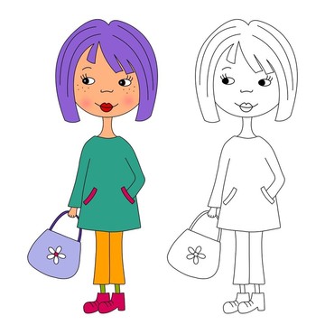 女孩。著色書