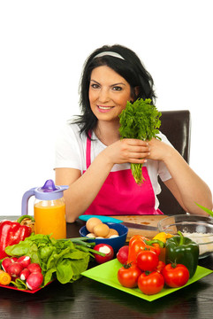 快樂廚師女人準備做飯