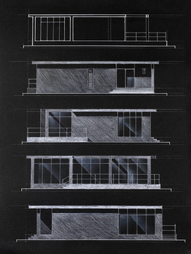 現(xiàn)代建筑彩色建筑藍(lán)圖