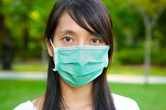 女人戴面罩戶外