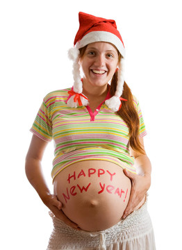 孕婦戴圣誕帽