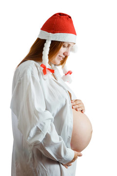 孕婦戴圣誕帽
