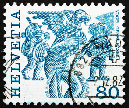 郵票瑞士1977獅鷲；巴塞爾