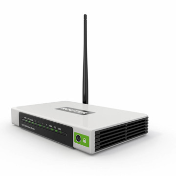 在白色的無線WiFi路由器隔離背景