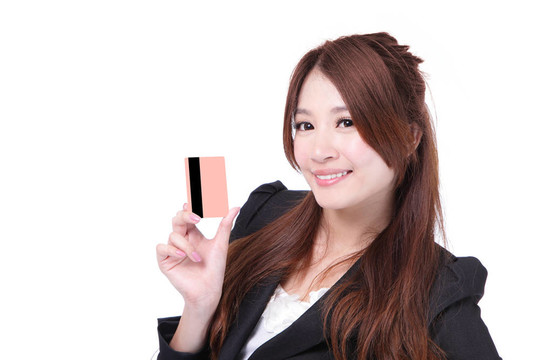 商業(yè)婦女快樂展示信用卡