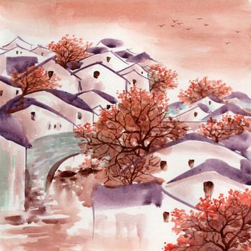 江南水鄉(xiāng)水彩畫(huà)素材