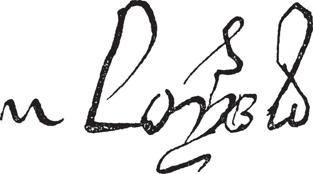 路易斯十一簽名；法國國王（1423-1483）；復(fù)古雕刻。