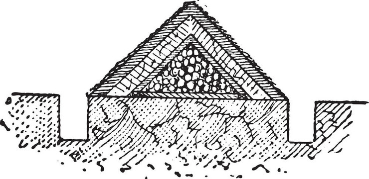 筒倉(cāng)；老式雕刻。