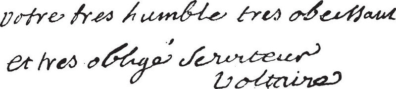 Francois Marie Arouet或伏爾泰的簽名（1694-1778）；復(fù)古雕刻。