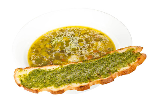 炸面包意大利蔬菜湯