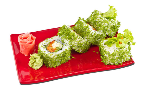 日本的素食卷蒔蘿和蔬菜