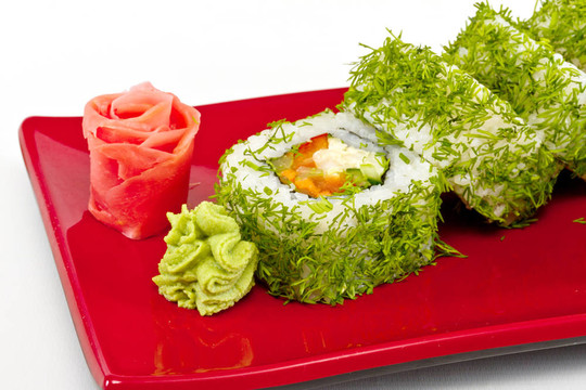 日本的素食卷蒔蘿和蔬菜