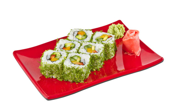 日本的素食卷蒔蘿和蔬菜
