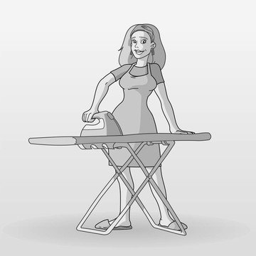 單色的家庭主婦的插圖