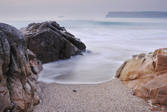 康沃爾海灘海景Greenaway。