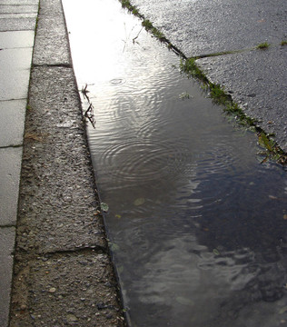 下雨天的人行道