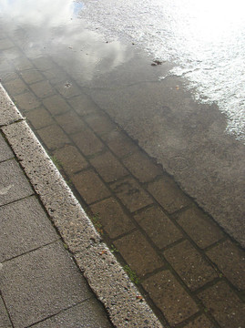 下雨天的人行道