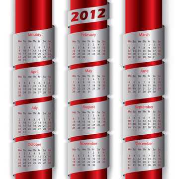 2012日歷金屬帶