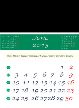 2013六月日歷